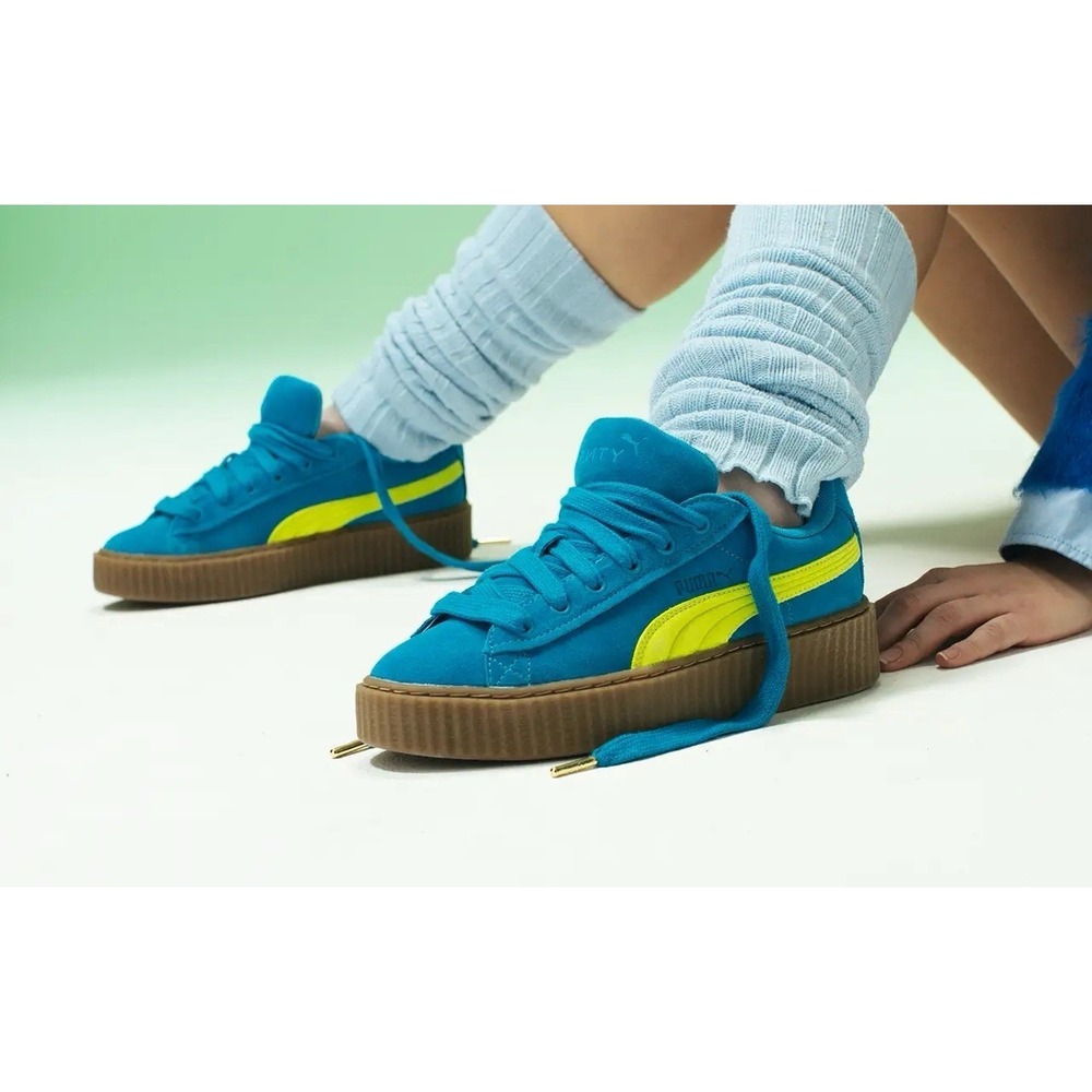 PUMA‎ x Fenty Creeper Phatty Rihanna Blue Suede Platform Sneakers Women 7.5 NWOT